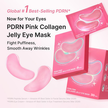 [NEW] PDRN Pink Collagen Jelly Eye Mask | Korean Hydrogel Eye Patches to Depuff, Hydrate & Smooth Fine Lines