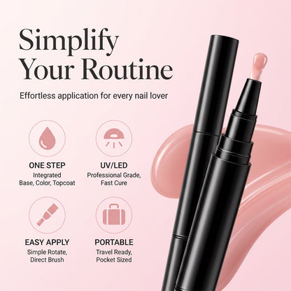 💅One Step Nail Gel Pen | No Need Base & Top Coat for Home DIY Nails