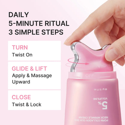 🦢Neck Wrinkle Eraser! Built-In Gua Sha Cream w/5% Anemarrhena Root Complex + PDRN Korean Skincare