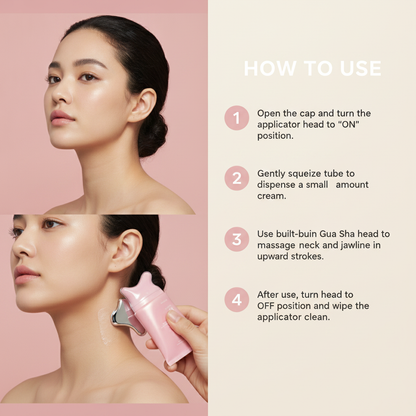 🦢Neck Wrinkle Eraser! Built-In Gua Sha Cream w/5% Anemarrhena Root Complex + PDRN Korean Skincare