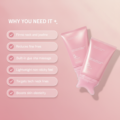 🦢Neck Wrinkle Eraser! Built-In Gua Sha Cream w/5% Anemarrhena Root Complex + PDRN Korean Skincare